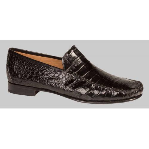 Mezlan "Riley" Black Genuine Crocodile Loafer Shoes 7156-F.